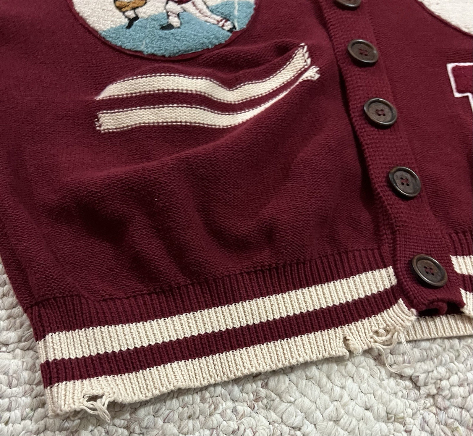 Found Fin Varsity Patch Collared Cardigan Sweater… - image 9