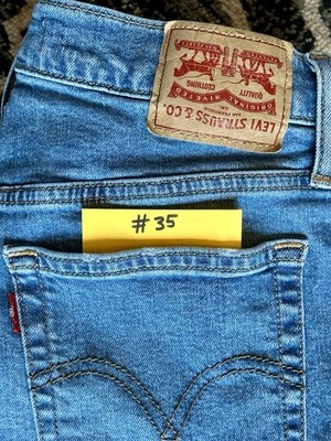 Levi s Wedgie Skinny 29 High Rise Distressed Jeans Rare Upside Down Back Patch
