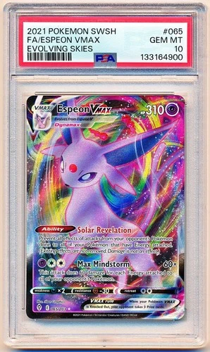 Pokemon Sword & Shield Evolving Skies Espeon VMax #065 PSA 10 - POP 1914