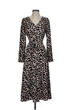 Ann Taylor Loft Petite Animal Print Button Tie Dress Size 0p
