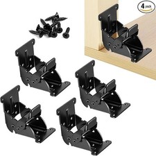 Paquete de 4 soportes plegables, bisagra autobloqueante con tornillos para patas de mesa plegables,