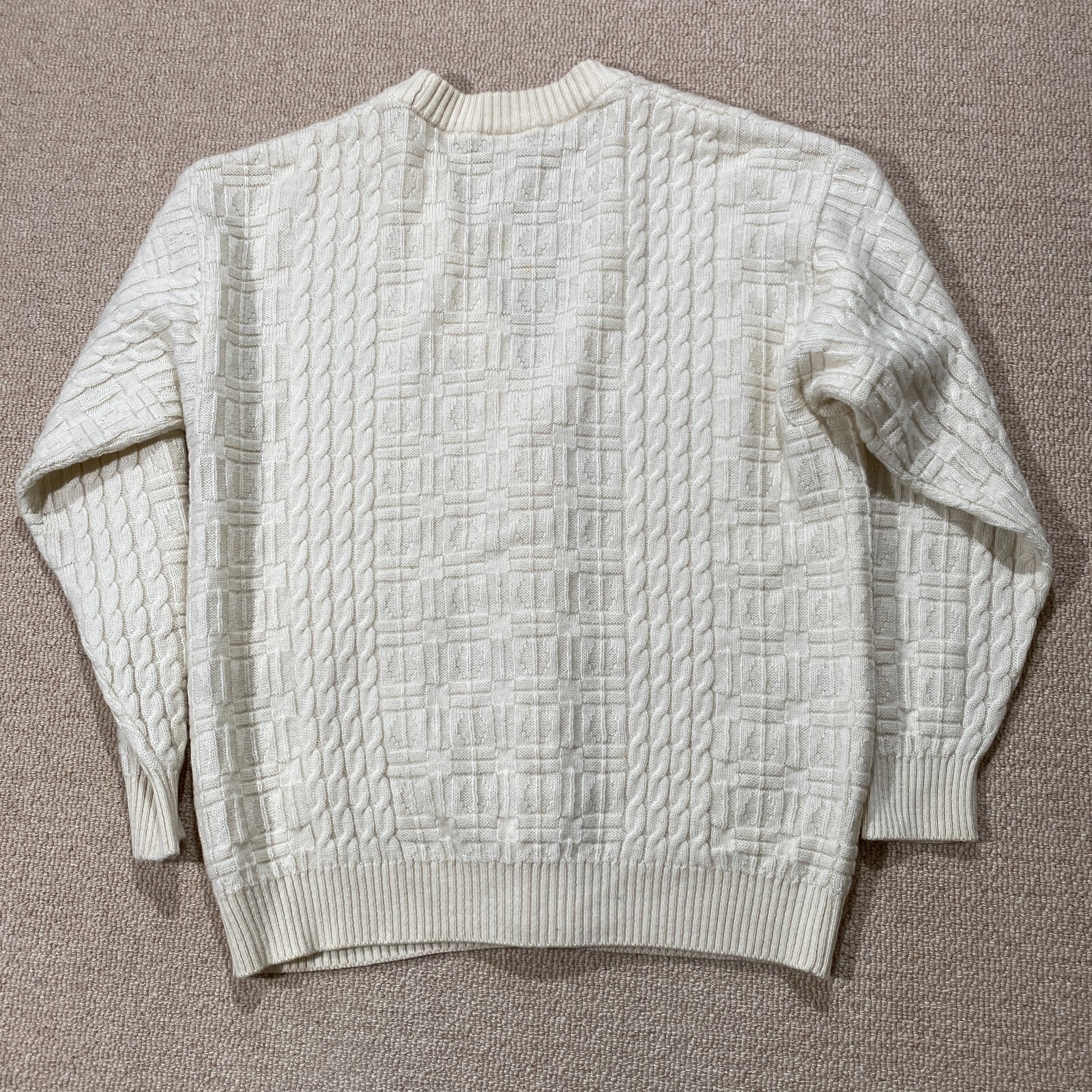 VINTAGE Chemise Lacoste Cardigan Mens Size 6 XL Cream Cable Knit Wool Sweater thumbnail 12