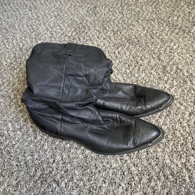 VINTAGE DINGO BOOTS SLOUCH BLACK LEATHER MENS 12 D Pointed  display picture 1