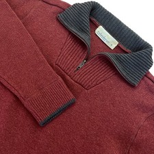 Irelandseye Glenstone Troyer 14 Zip Sweater Mens S Copper Red Lambswool Knit