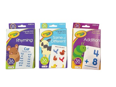 Crayola Kids Card Learning Game Lot Travel Beach Car Ages 4+ Addition Rhyming