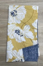 Gap Home King Pillow Sham Yellow Blue Floral Organic Cotton