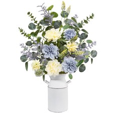 Fake Flowers in Vase, 24.5" Tall Artificial Floral Arrangement with Metal Pot...
