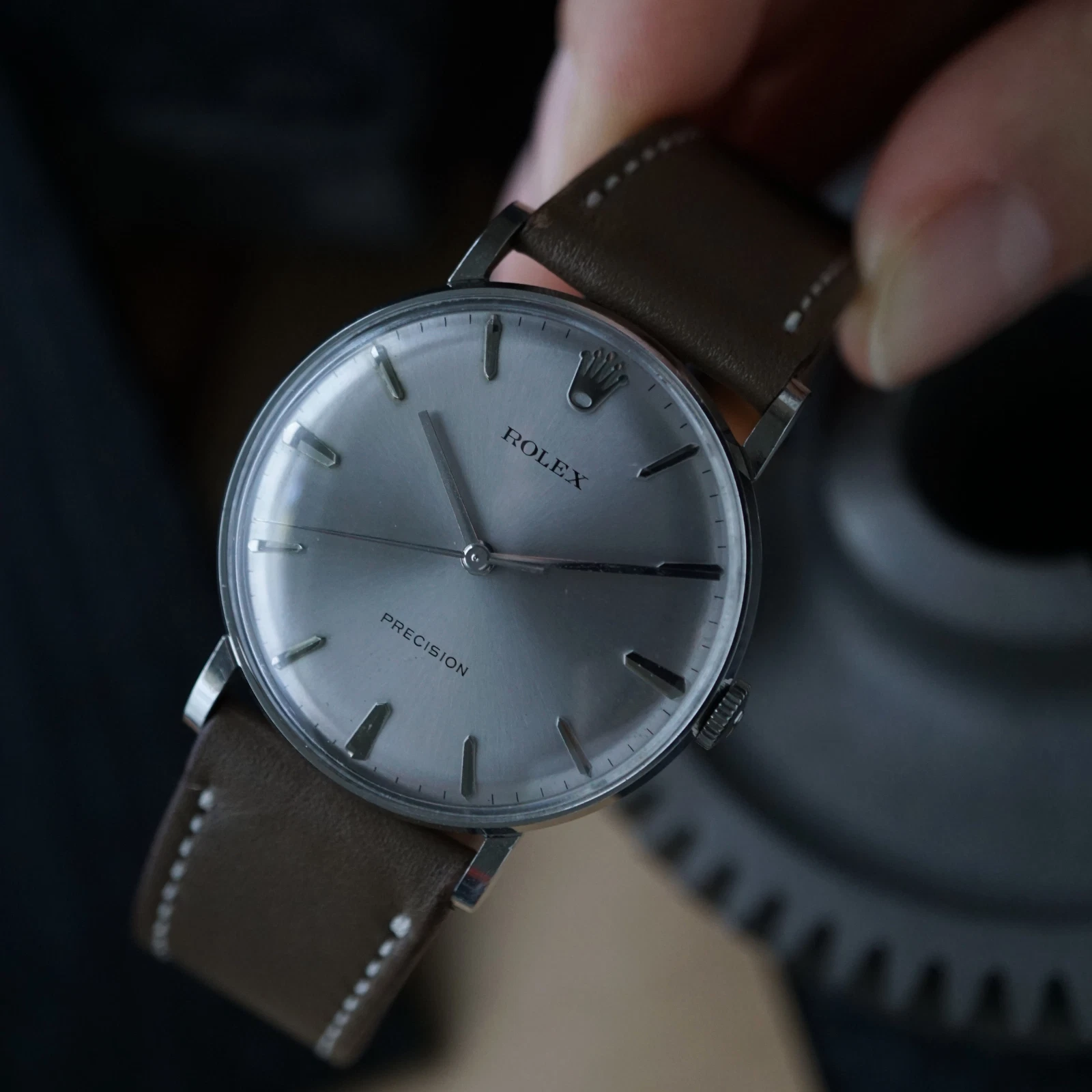 Rolex — Rolex Vintage Precision Ref 9829 Steel Grey 34mm Manual Dress 1967