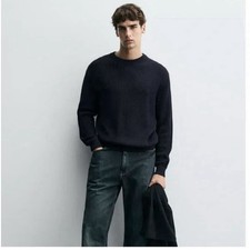 Zara Men's Black Crewneck Sweater Size L
