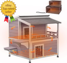 Heated Outdoor Cat House for outside Insulated Feral Cat Shelter