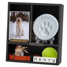 Pet Memorial Deep Shadow Box with Shelves for Dogs or Cats,Solid Wood Pet
