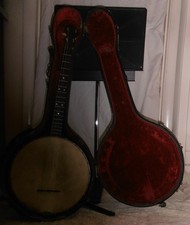 Vintage Joe B Rogers Jr Signed Left-Handed 4 String Banjo in Case Good Condition