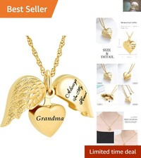 Memorial Keepsake Angel Wing Heart Urn Necklace for Ashes   Gift-Ready in Box