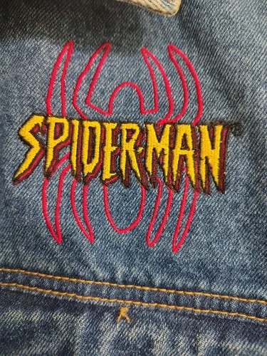 Y2K Spiderman Denim Jacket Vintage 2002 Size XL Marvel Comics image 14