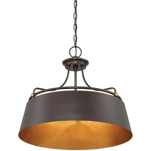 Quoizel FV2824 Bronze Fairview 4-Light 24"W Drum Chandelier With A Metal Shade - Picture 4 of 5