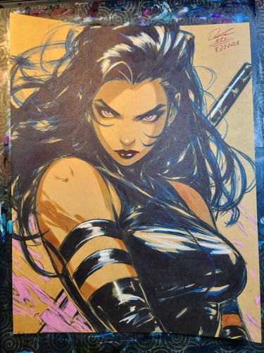Psylocke Original Comic Art Signed 8.5x11 COA Included