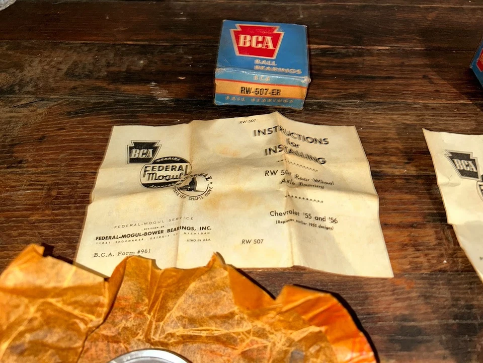 Rodamientos de rueda trasera Corvette NOS BCA 1955-1956 Chevrolet Bel Air Nomad 150 210 Foto 4 de 4