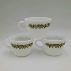 Pyrex Spring Blossom Milk Glass Cups - Crazy Daisy Tea Coffee Cups - Set Of 3