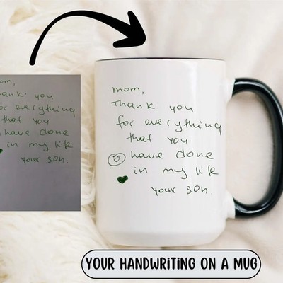 Handwritten Mug, Put Your Handwriting on a Mug, Love Letter Cup,