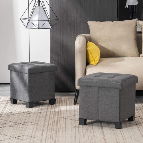 13 inches Small Storage Ottoman Cube, Foot Stool Foldable Storage Footrest wi... - Picture 8 of 8