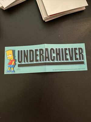 8'' The Simpsons Under Achiever Bart Bumper Sticker Decal  2006 Official