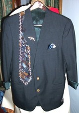 Boyfriend Jacket Blazer Vintage/upcycled Ladies Sz L Mens 38r Silk Tie Brooch