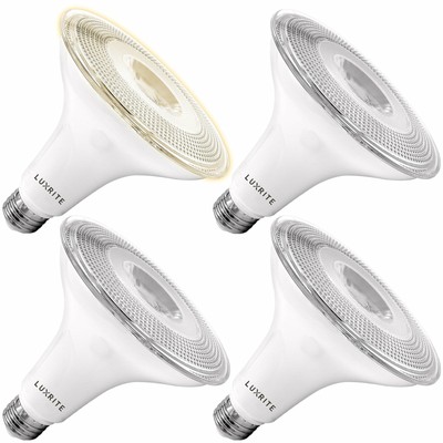 Luxrite Dusk to Dawn PAR38 LED Bulb Soft White Wet Rated UL Listed E26 4-Pack