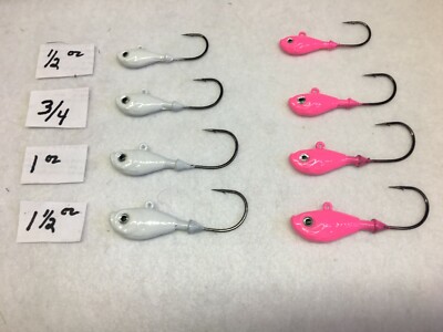 10 Man Cave Ultra Minnow Bucktail Jig Heads Mustad wide gap b/n