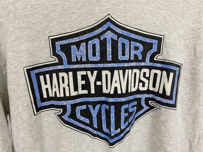 VTG Harley-Davidson Big Shield Blue Flame Fire Spectrum Long 