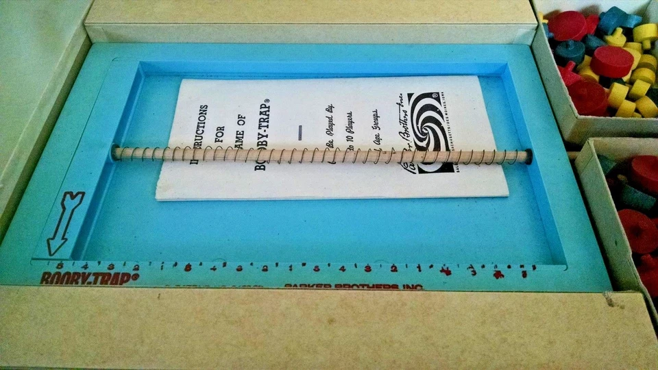 Booby Trap Game 1965 Parker Bros Spring Bar Action Wooden Pcs No 60 As Is USA - Image 2 of 4