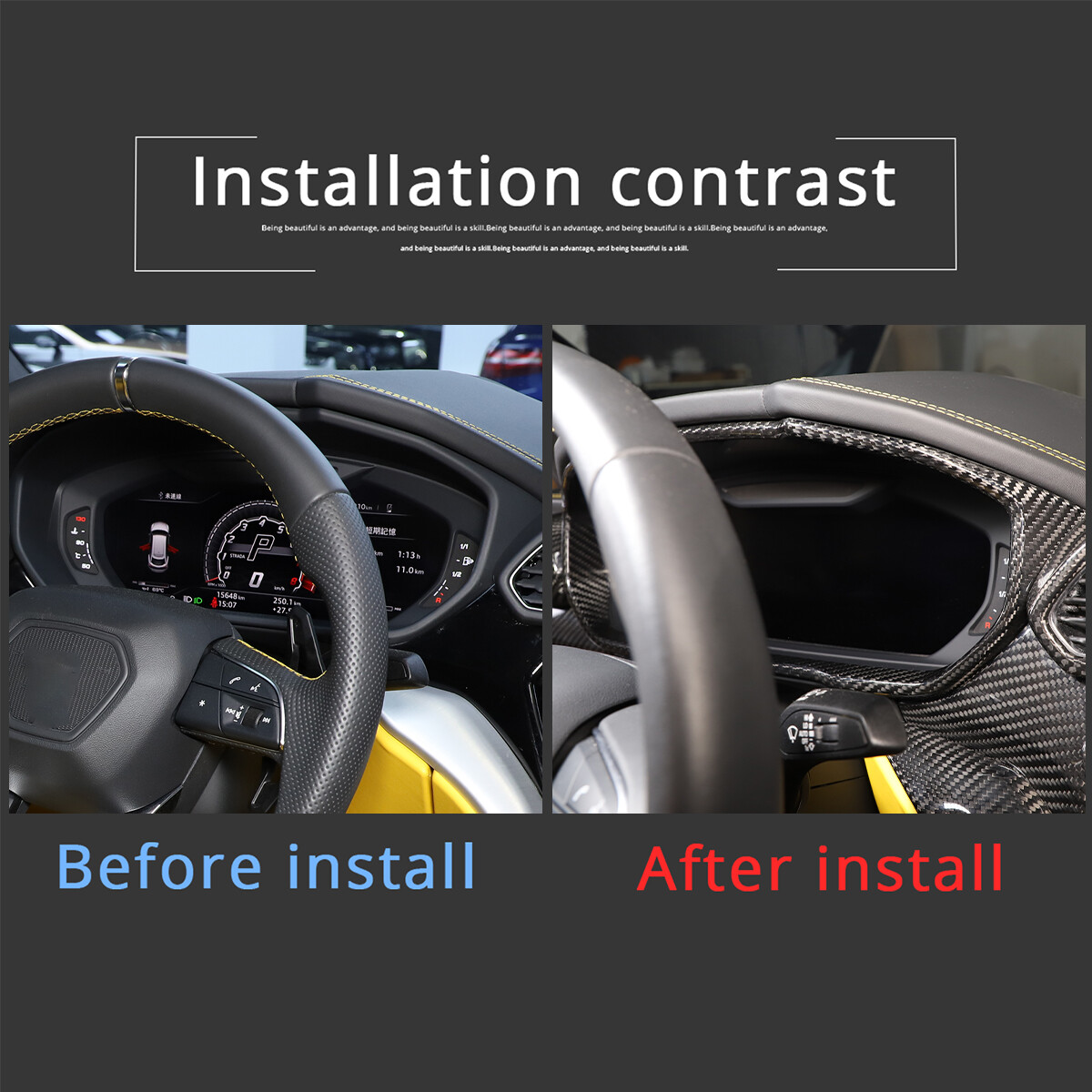 Real Carbon Fiber Dashboard Panel Dash Cover Trim For Lamborghini URUS 2018-2022