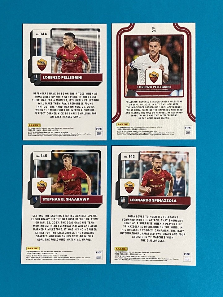AS Roma Card Lot 2022-23 Donruss Base + Pellegrini Insert Elite Series ...