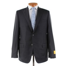 Hickey Freeman NWD Super 140's Wool Two Piece Suit Size 42R US In Very Dark Blue