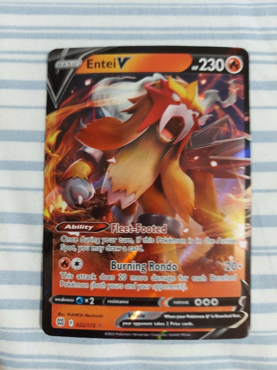 Entei V 022/172 Brilliant Stars NM Ultra Rare Pokemon Card