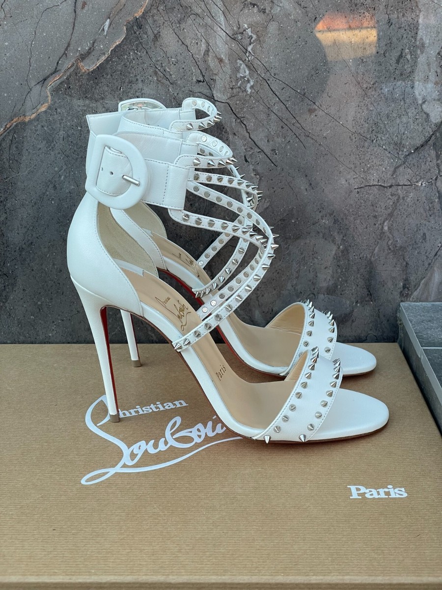Christian Louboutin White Choca Spikes 100 Studded Sandal Christian Louboutin White Choca Spikes 100 Studded Sandal