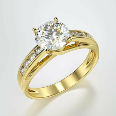 2,40 Kt Rund Diamant Solitär Versprechen Verlobungsring Gelbgold Finish Gr 50-60