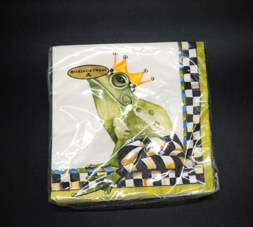 MacKenzie Childs Courtly Check Frog Bumblebee Paper Cocktail Napkins NEW