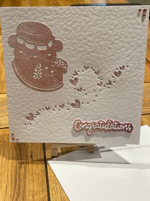 Wunderschöne handgefertigte neue Baby Mädchen Karte 6x6 Zoll
