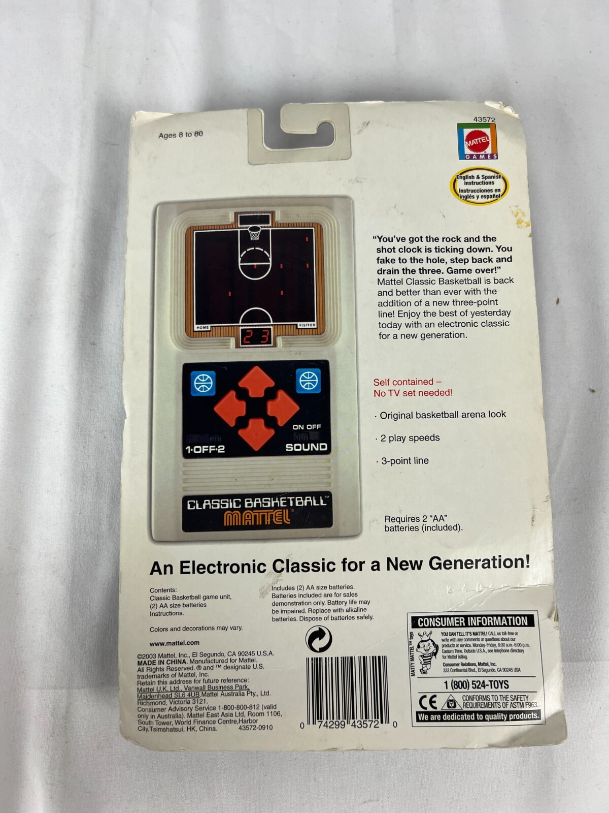 Mattel Classic Basketball Handheld Electronic Game 43572 2003 New In