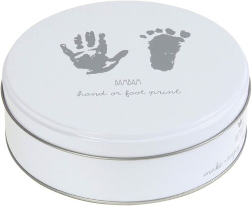 Bam Bam Baby's First Hand or Foot Print Box Tin Kit Baby Child Memory Memories - Afbeelding 1 van 2