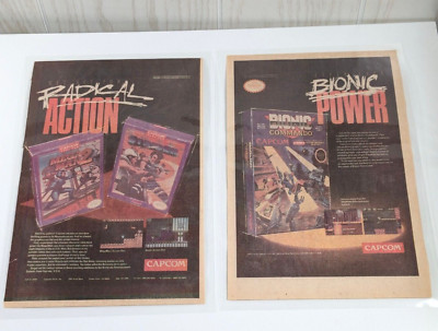 Mega Man 2 Strider NES & Bionic Commando NES 2 Pack Laminated Capcom 90s Vintage