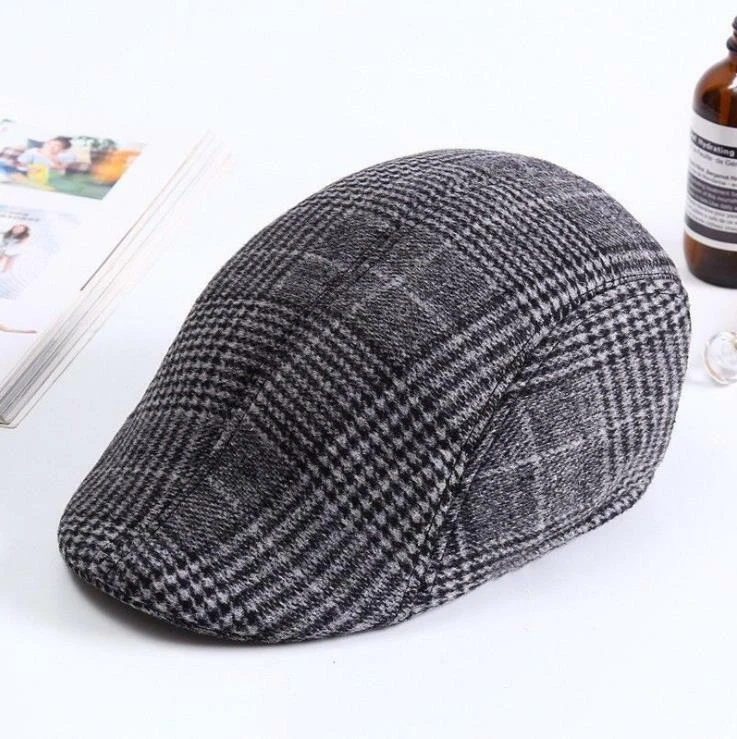 Newsboy Ivy Ascot Cabbie Gatsby Hat Cap Plaid Wool Herringbone Golf Driving - Image 4 of 4