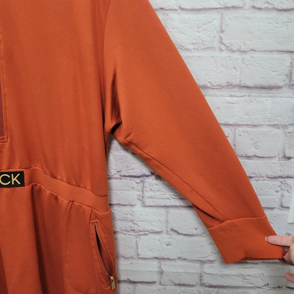 Calvin Klein Sudadera Vestido Media Cremallera Bolsillos Informal Cómodo Naranja Talla Grande 3X Foto 3 de 4