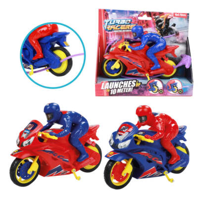 Spielzeug Motorrad mit Abschuss im Fotokarton für Kinder