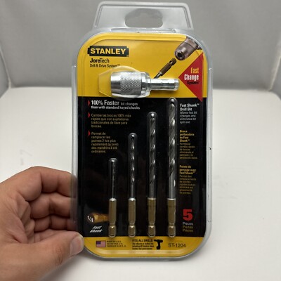 Stanley Jore Tech ST-1204 Fast Change System Drill Set Of 5 Brand New