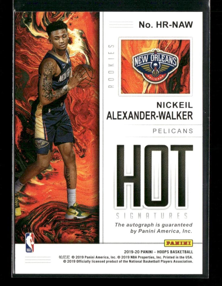 2019-20 Hoops #HR-NAW Nickeil Alexander-Walker Hot Signatures Rookies Auto RC - Image 2 of 2