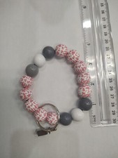 Wristlet Keychain Wooden Beads Handmade W-020