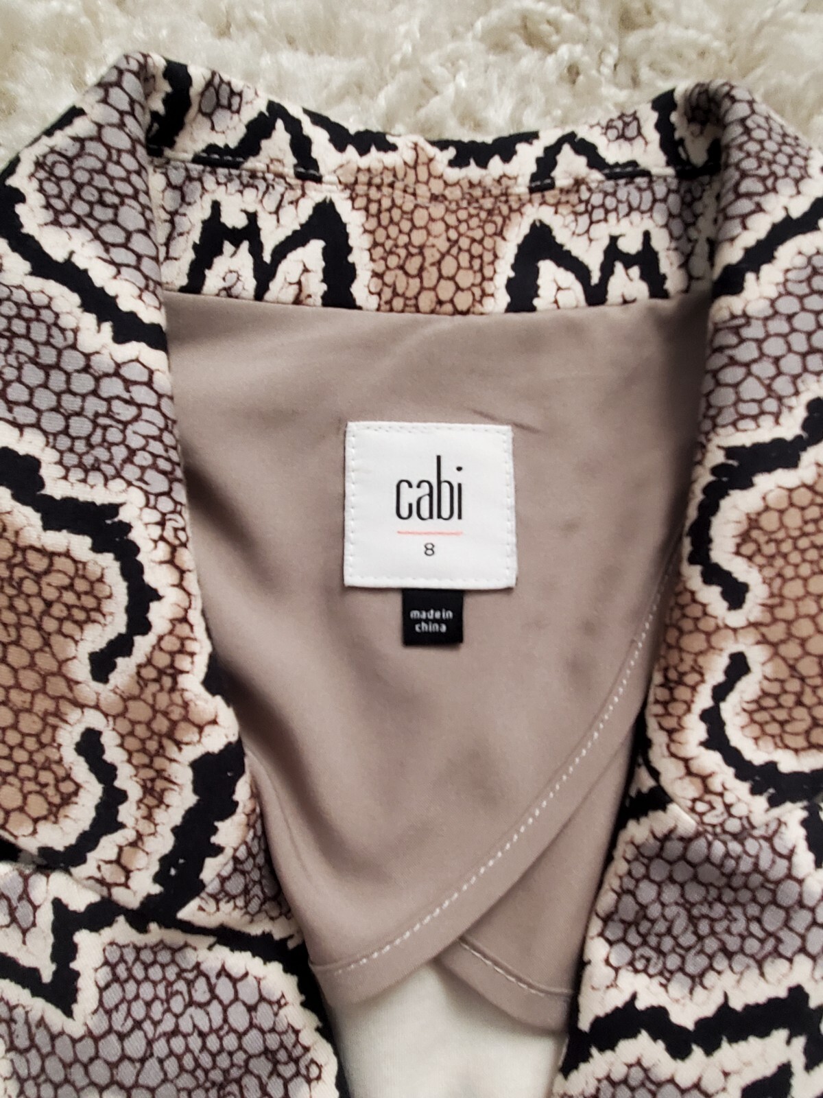 CABI Python Snakeskin Brown Ponte Knit Double Bre… - image 4