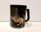 Vintage Federal Milk Glass Leo the Lion Coffee Mug - Black & Gold Zodiac Sign