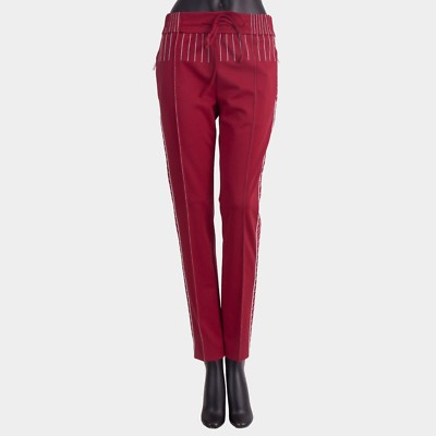 VALENTINO 1300$ Maroon Red Trousers / Pants - Techno Jersey, Stitch Detailing